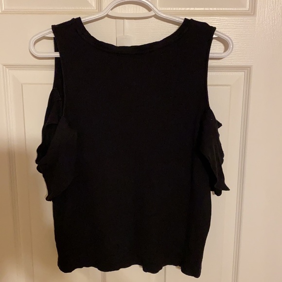 American Eagle Black off the shoulder robbed teeshirt crop top - Picture 2 of 4